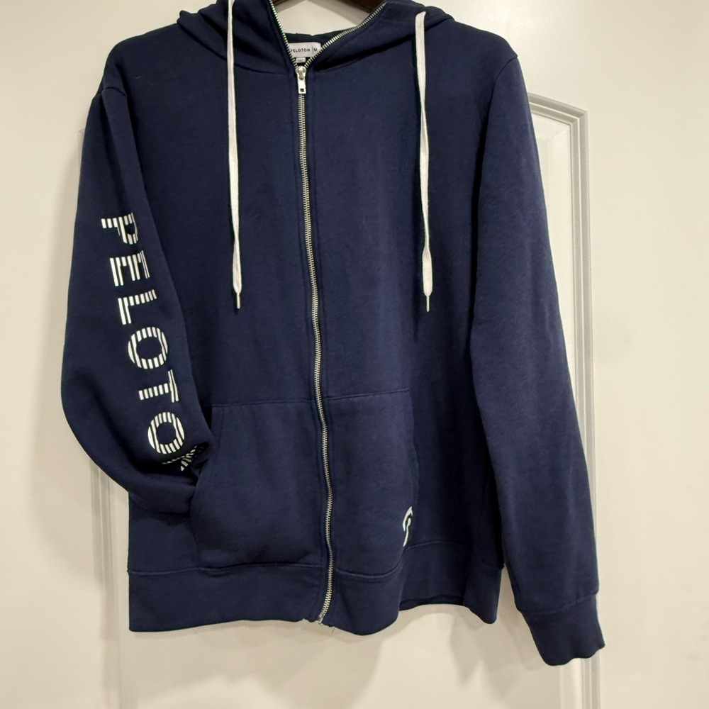 Peloton Navy Blue Zip-Up Hoodie with White Accents